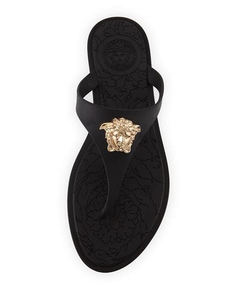 versace flat sandals|Versace sandals black and gold.